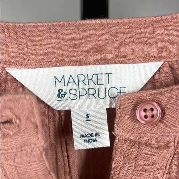 Market & Spruce Pink Long Sleeve Blouse with Mandarin Collar - Picture 5 of 6